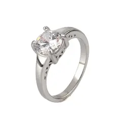 LUXURYJOYAS - Oferta Anillo Baño Oro Blanco 18k Solitario Con Circón -LUXURYJOYAS