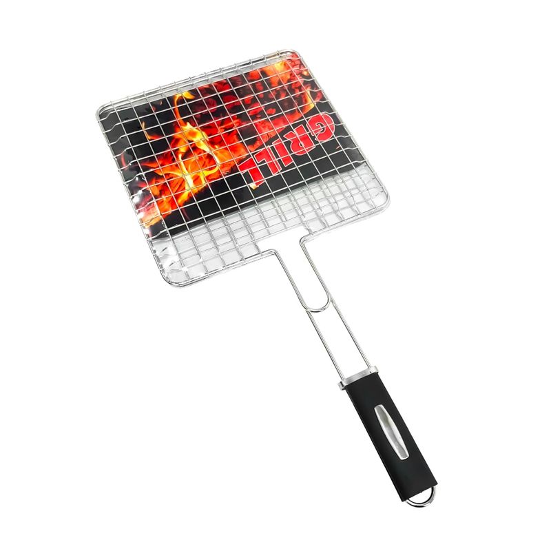 HOME&DESIGN - Rejilla Parrillera Doble con Mango Antideslizante