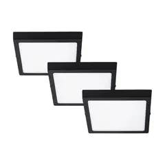 GENERICO - Pack 3 Panel LED Sobrepuesto Cuadrado Negro PRO 6W Frío