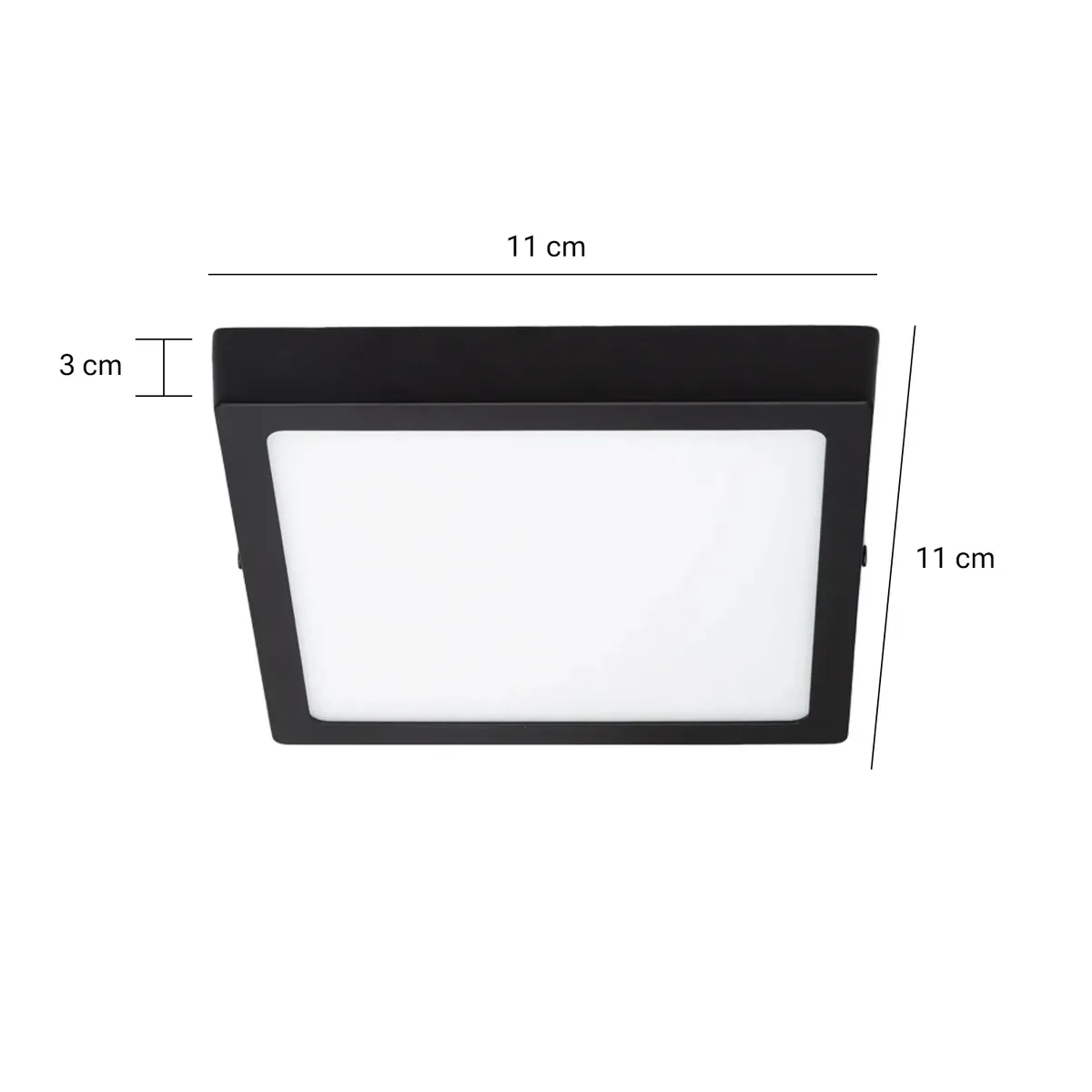 AVC - Pack 3 Panel LED Sobrepuesto Cuadrado Negro PRO 6W Frío