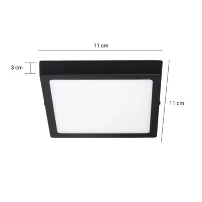 Imagen 2 del producto Pack 3 Panel LED Sobrepuesto Cuadrado Negro PRO 6W Frío