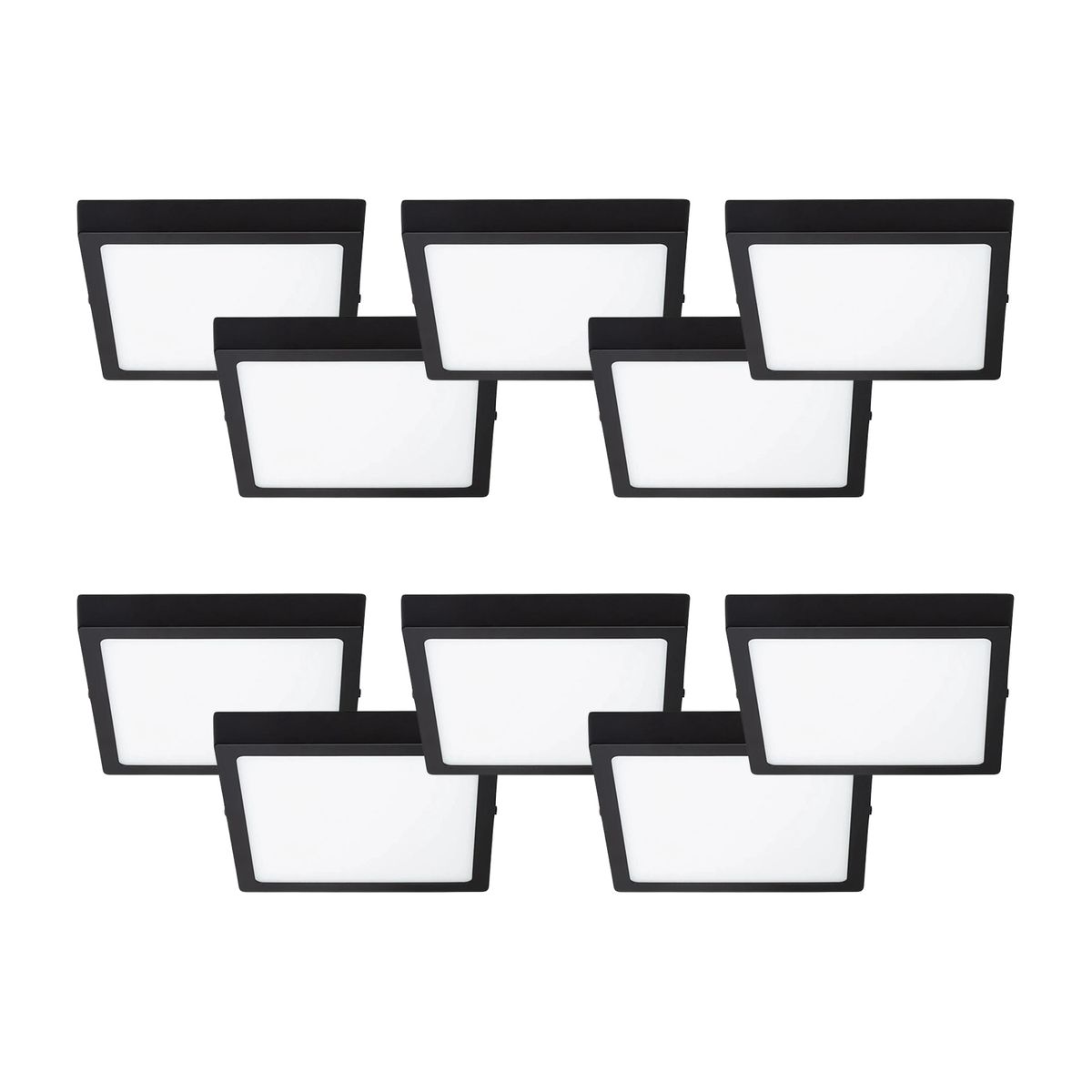 GENERICO - Pack 10 Panel LED Sobrepuesto Cuadrado Negro PRO 12W Neutro