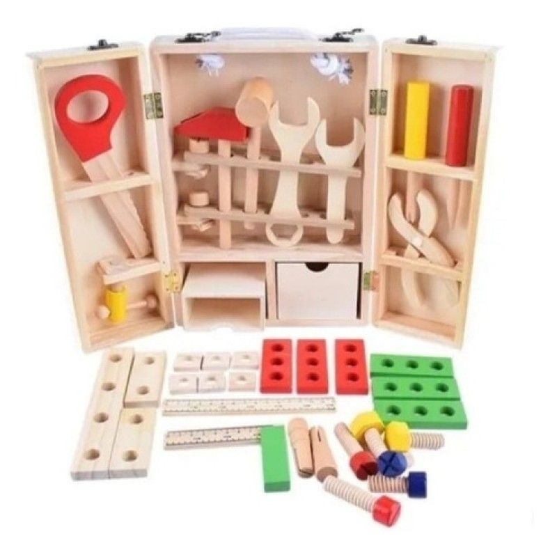 GENERICO - Caja De Herramientas De Madera Didáctico Acooltoy