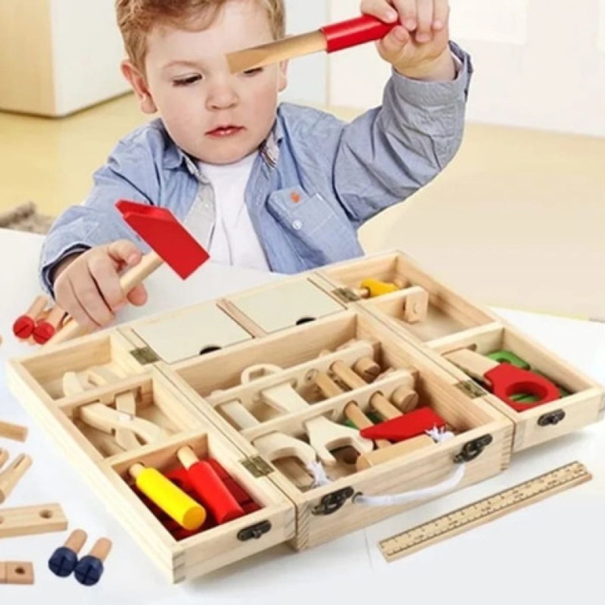 GENERICO - Caja De Herramientas De Madera Didáctico Acooltoy