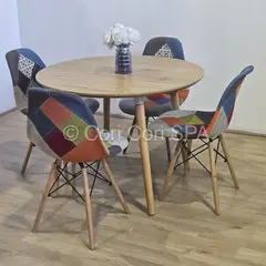 GENERICO - Comedor Expandible (100 -140 - 180CMS) + 4 sillas Patchwork Multicolor