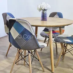 CORI CORI - Comedor Expandible 100 -140 -180CMS+ 4 Sillas Patchwork Celestoide