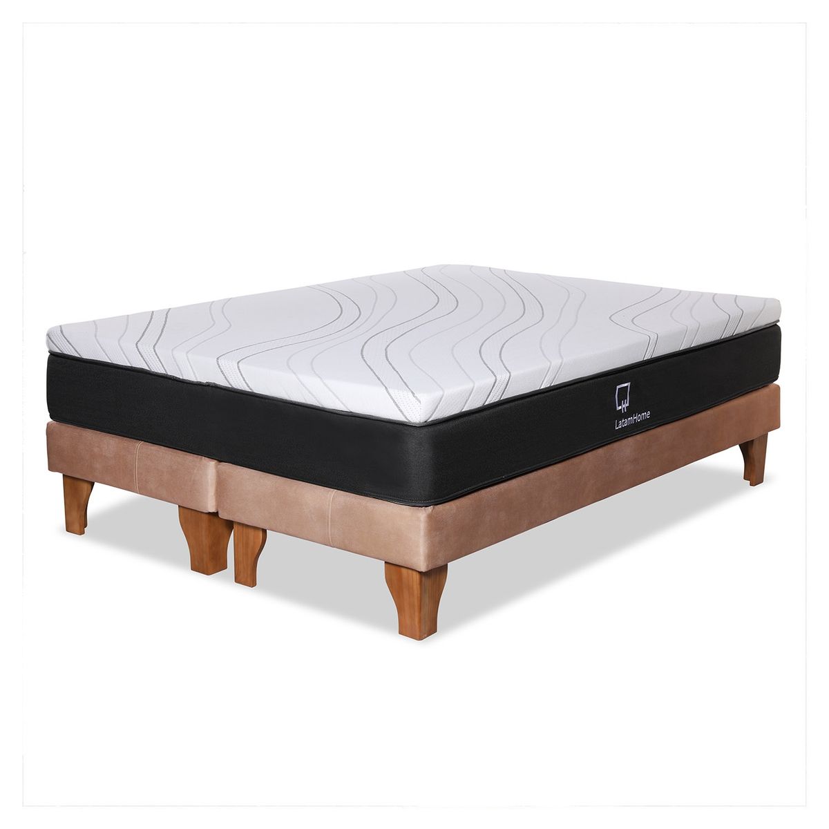 LATAM HOME - CAMA ZEN TOP SPRING HYBRID CUERO KENTUCKY BEIGE 2PZA