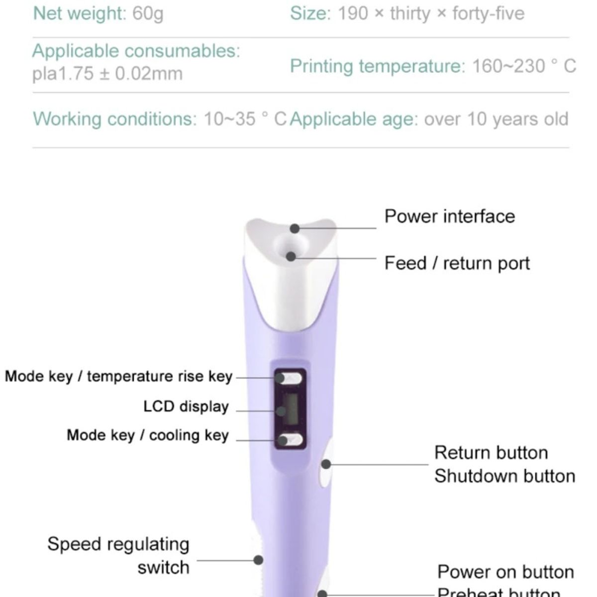 GENERICO - Bolígrafo De Dibujo Impresora 3D Juguete Para Niños