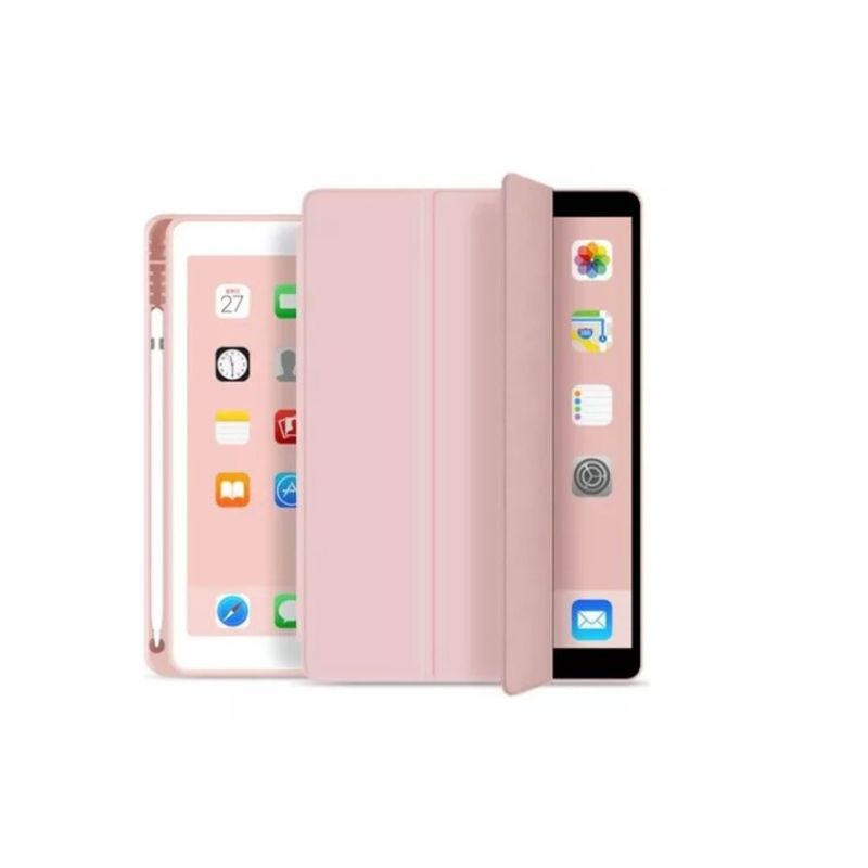 GENERICO - Pack Carcasa Smart Case Para iPad 10.2 7/8/9 + Lapiz Pencil RoseGold