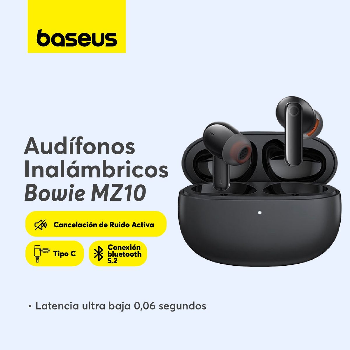 BASEUS - Audifono Inalambrico Baseus Bowie MZ10 On-Ear Cancelación Ruido Negro