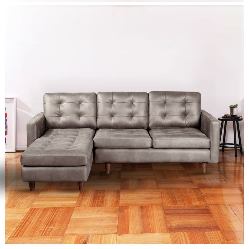 LATAM HOME - Sofá Seccional Izquierdo Napoles Cuero Kentucky Gris