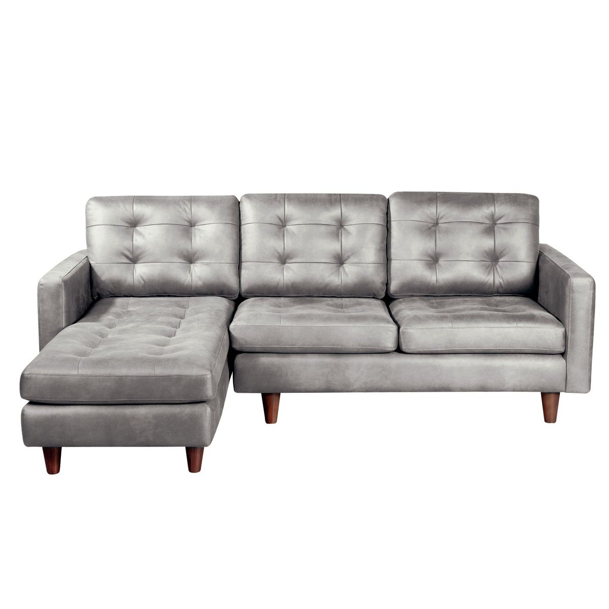 LATAM HOME - Sofá Seccional Izquierdo Napoles Cuero Kentucky Gris.