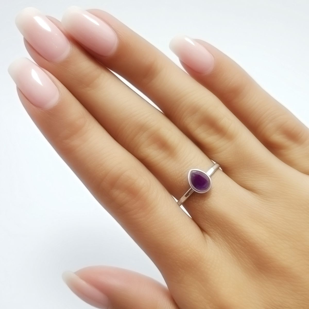 COGGIOLA - Anillo Meena Gota Amatista Plata Fina 925