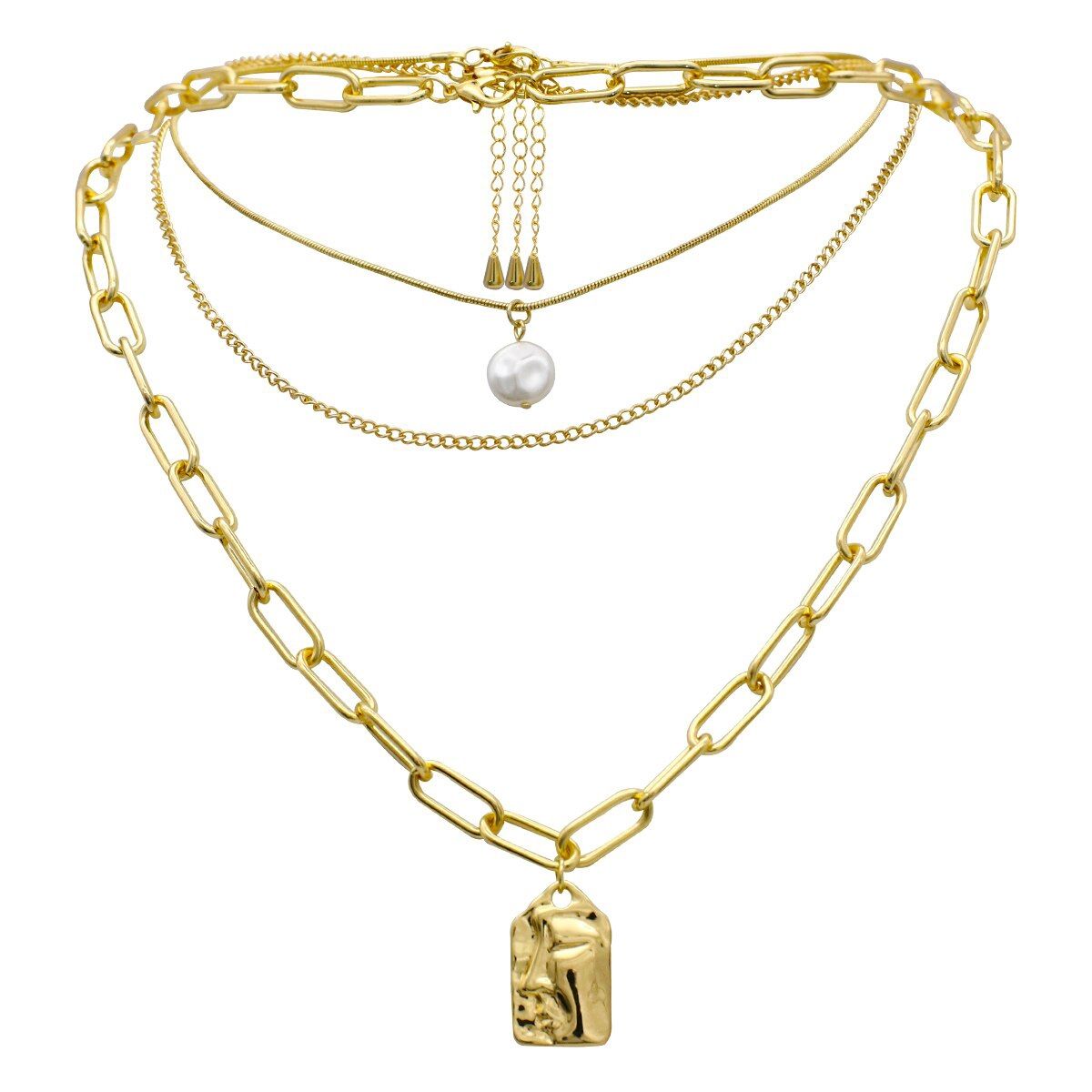 LUXURYJOYAS - Collar De Capa De Cadena Gruesa De Lucky Brand Dorado LUXURYJOYAS