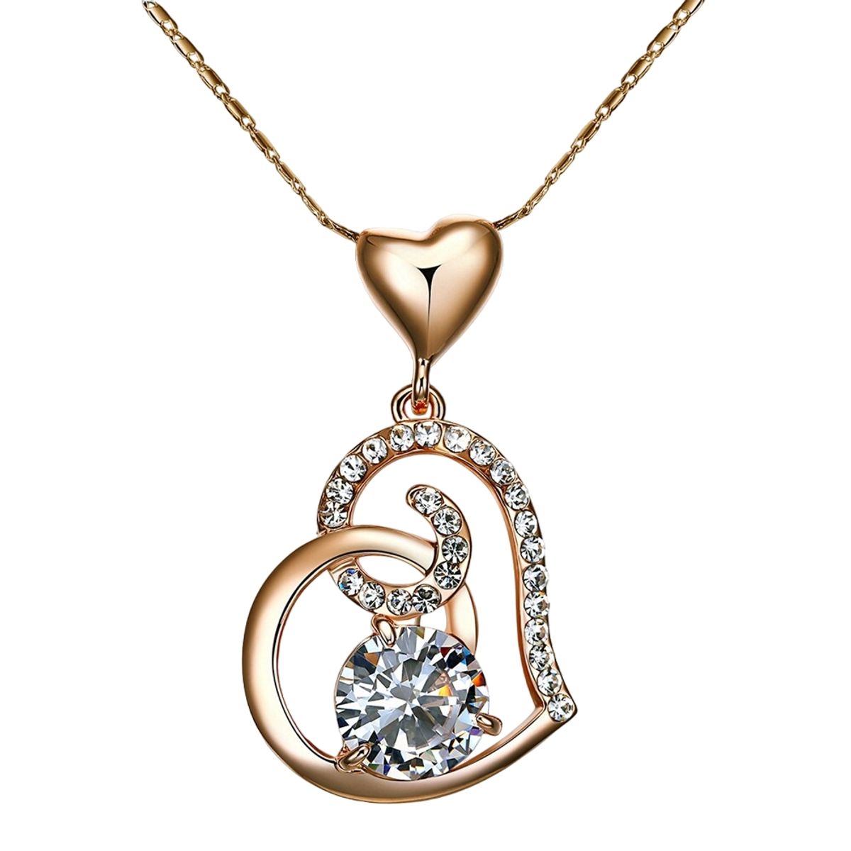 LUXURYJOYAS - Collar Corazón Enlazado Oro Rosa 18kt Mujer LUXURYJOYAS