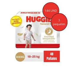 HUGGIES - Pañales Natural Care XXXG 144 unidades