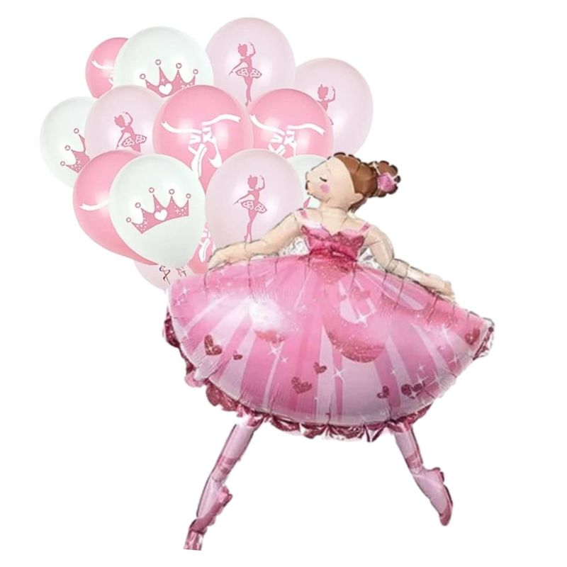 GENERICO - Set de Globos foil + látex Bailarina  para cumpleaños