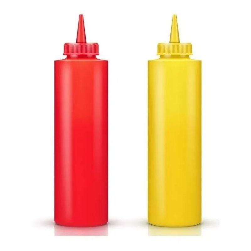 GENERICO - Set 2 Pote 16cm Salsas Dispensador Ketchup Mostaza Para Salsa