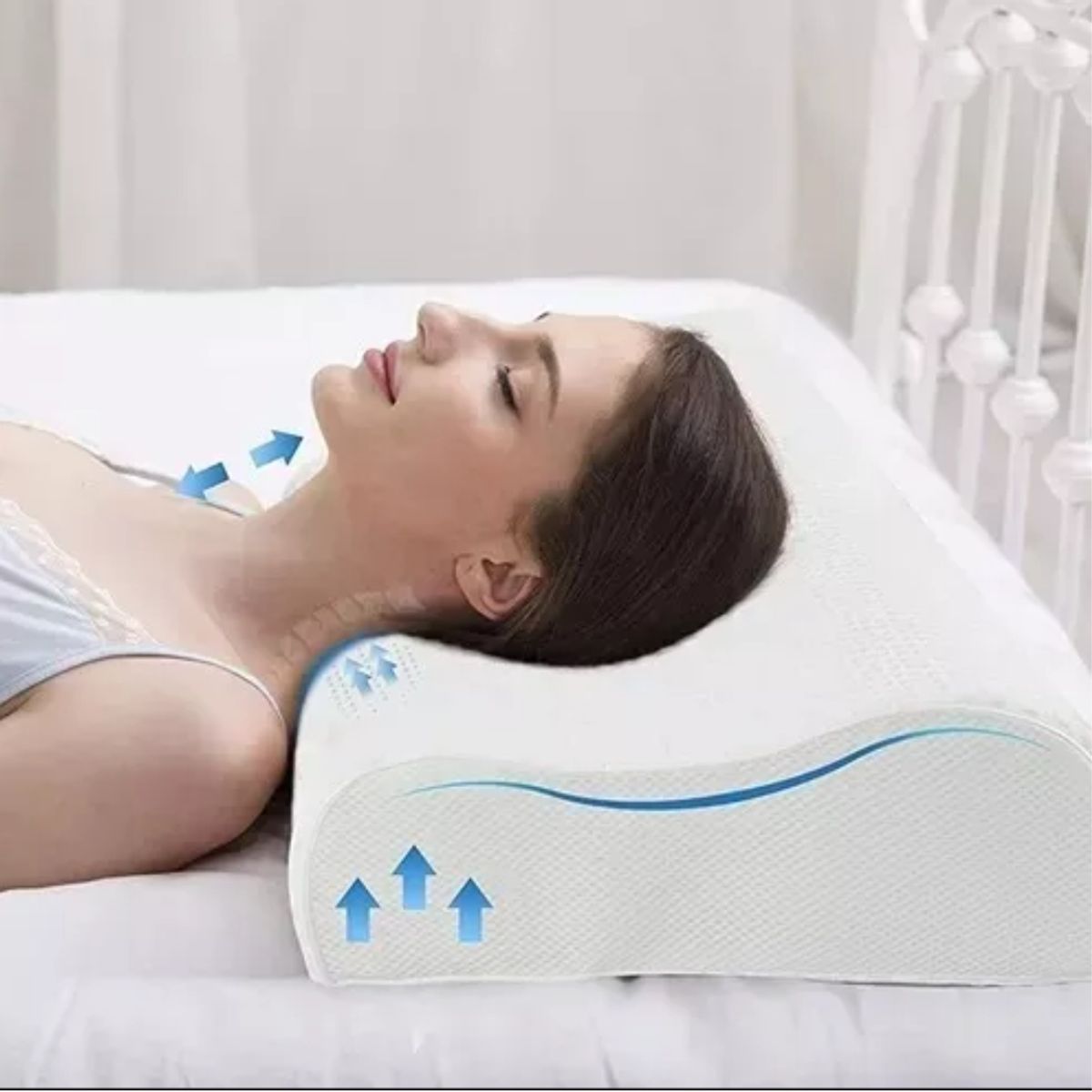 GENERICO - Almohada De Memoria Ortopédica Cervical Blanca Viscoelástica