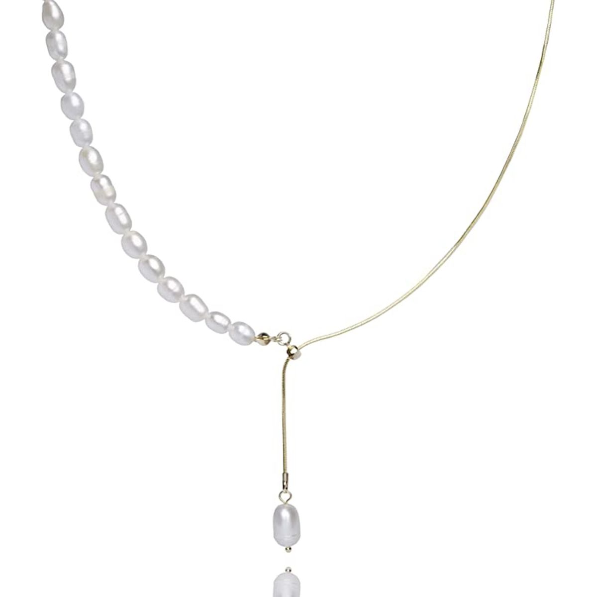 LUXURYJOYAS - Collar Perlas De Agua Dulce Autenticas Oro 18kt bañado LJ