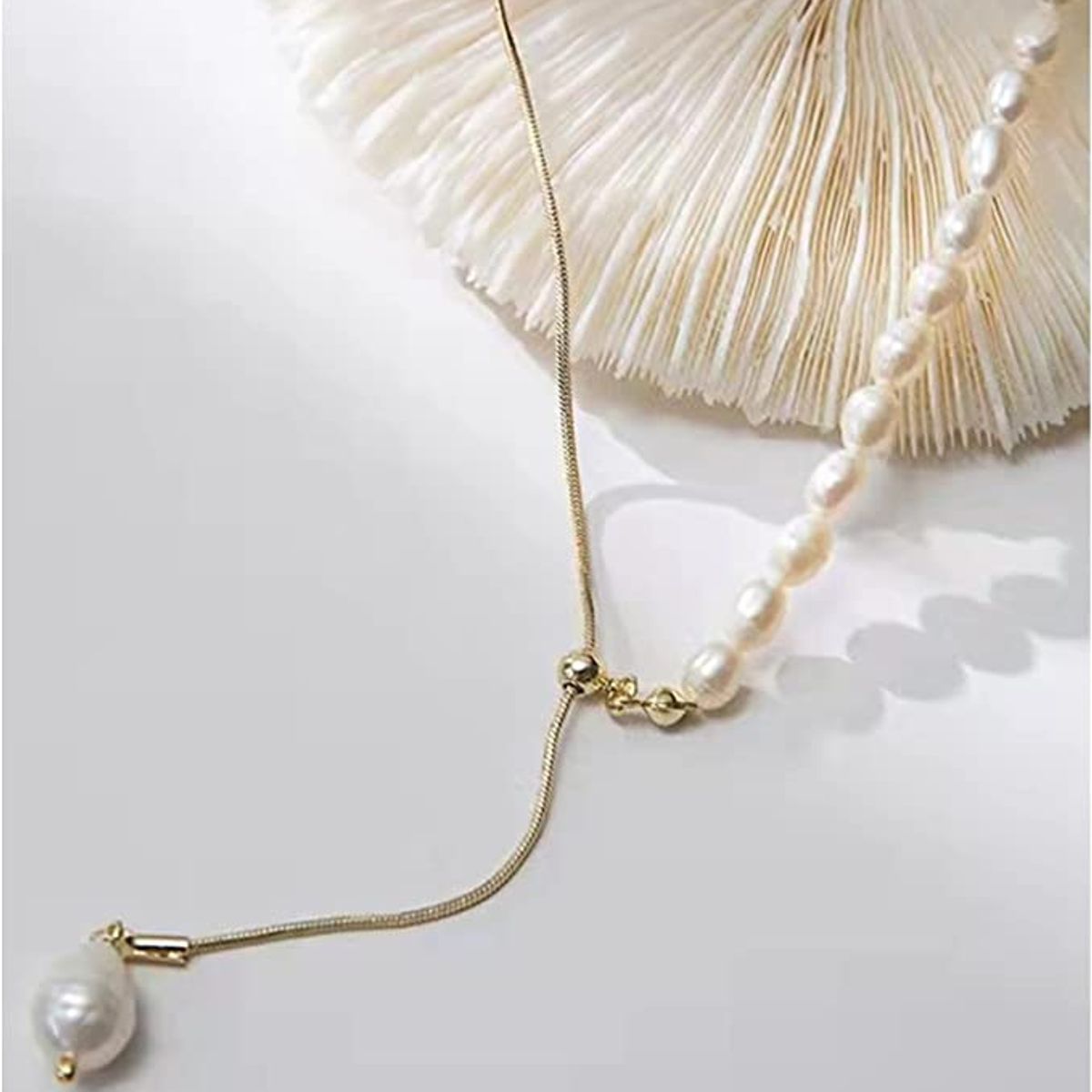 LUXURYJOYAS - Collar Perlas De Agua Dulce Autenticas Oro 18kt bañado LJ