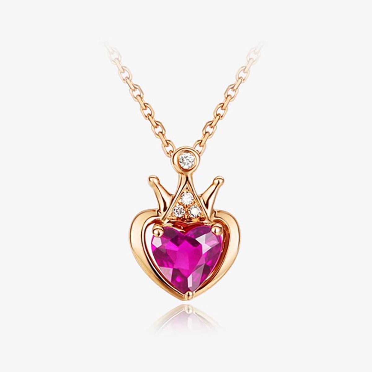 LUXURYJOYAS - Collar Corazón Corona Oro Rosa 18kt Cristal LUXURYJOYAS