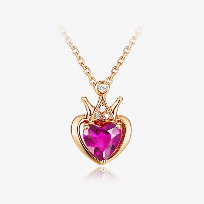 LUXURYJOYAS - Collar Corazón Corona Oro Rosa 18kt Cristal LUXURYJOYAS