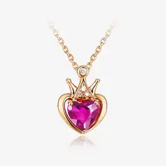 LUXURYJOYAS - Collar Corazón Corona Oro Rosa 18kt Cristal