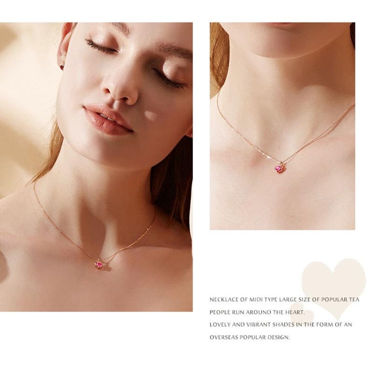 LUXURYJOYAS - Collar Corazón Corona Oro Rosa 18kt Cristal LUXURYJOYAS