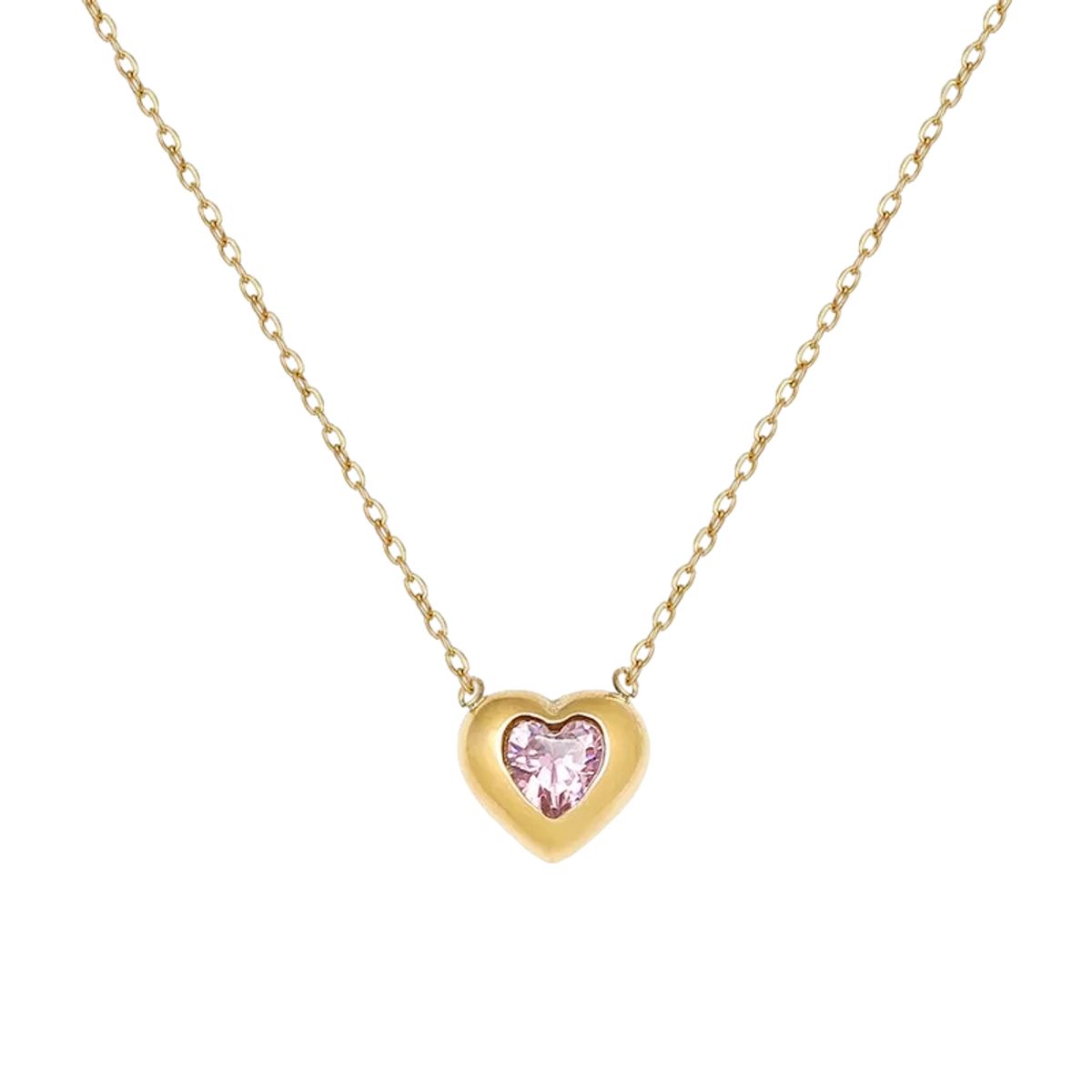 LUXURYJOYAS - Collar Oro 18k Corazón Cristal Rosa Austriaco LUXURYJOYAS