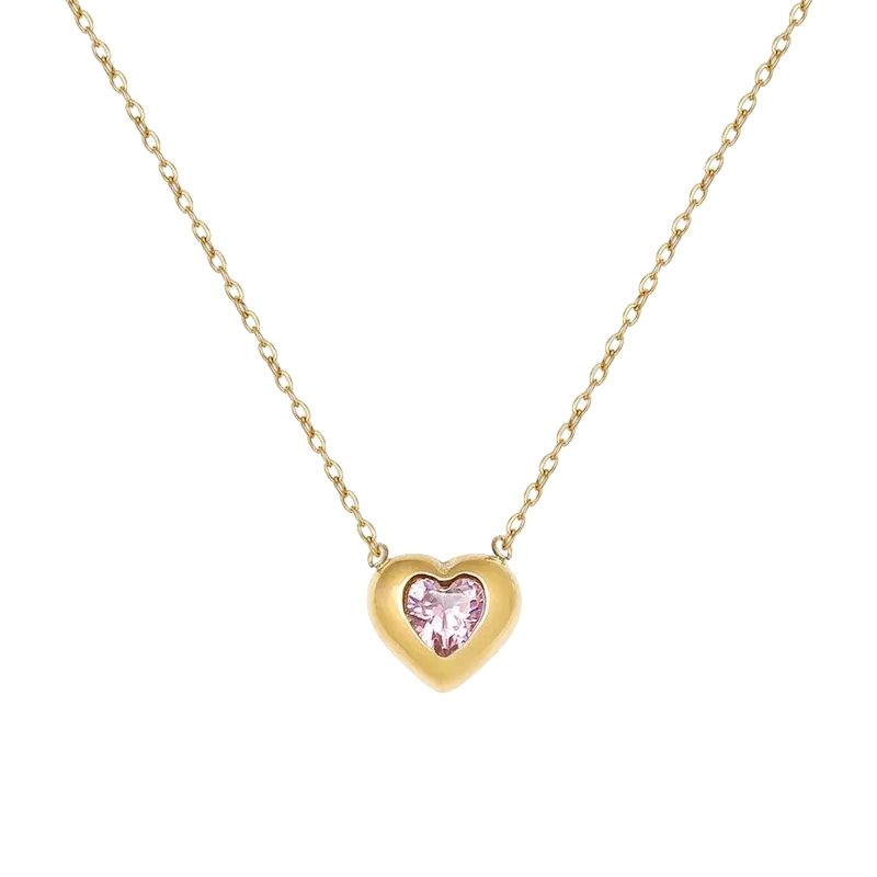 LUXURYJOYAS - Collar Oro 18k Corazón Cristal Rosa Austriaco LUXURYJOYAS