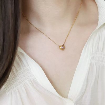 Imagen 2 del producto Collar Oro 18k Corazón Cristal Rosa Austriaco