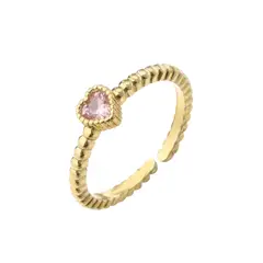 LUXURYJOYAS - Oferta Anillo Corazón Cristal Adaptable A Toda Talla Oro
