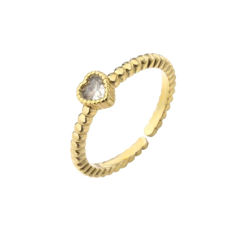 LUXURYJOYAS - Oferta Anillo Corazón Cristal Adaptable A Toda Talla Oro