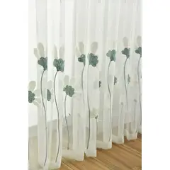 GENERICO - CORTINA VISILLOS BORDADOS CON ARGOLLAS 140X230CM TF