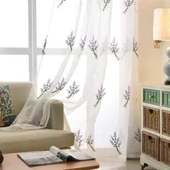 GENERICO - Cortina Visillos Bordados Con Argollas 140X230CM Diseño Florecita tf
