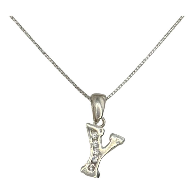 GENERICO - Collar Letra Y Circones Plata Italiana Ley 925 Mas Caja