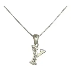 GENERICO - Collar Letra Y Circones Plata Italiana Ley 925 Mas Caja