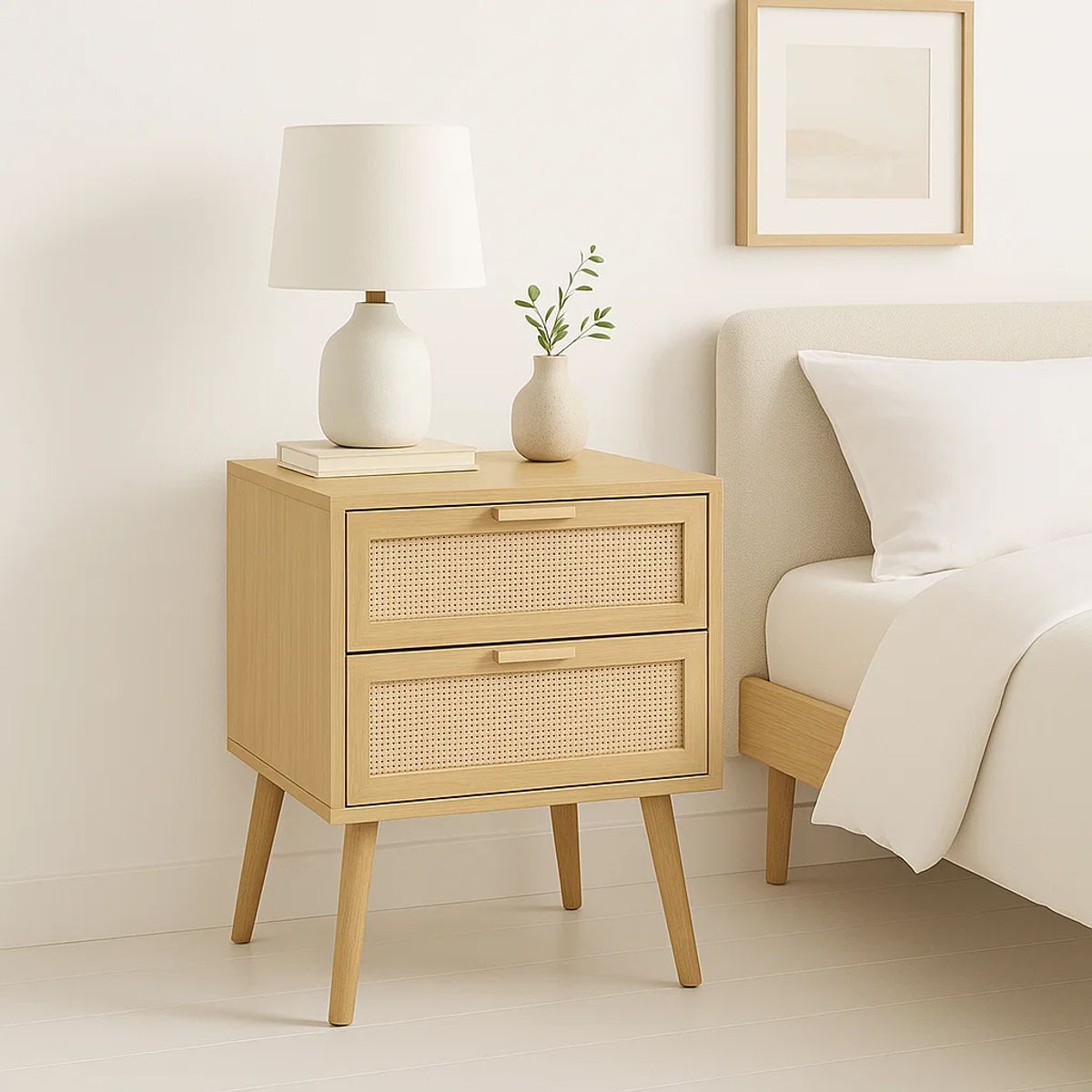 KLIK - Velador Eames Mesh Cajones Doble Madera Cafe Claro