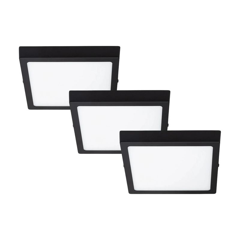 GENERICO - Pack 3 Panel LED Sobrepuesto Cuadrado Negro PRO 12W Cálido