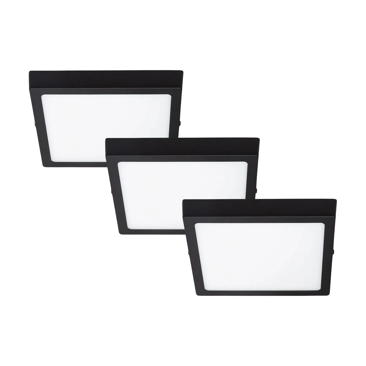 AVC Pack 5 Panel LED Sobrepuesto Cuadrado Negro PRO 6W Frío