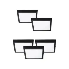 GENERICO - Pack 5 Panel LED Sobrepuesto Cuadrado Negro PRO 12W Frío
