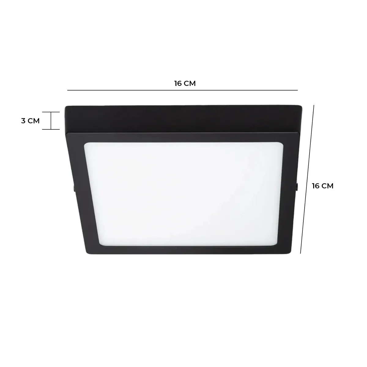 AVC - Pack 3 Panel LED Sobrepuesto Cuadrado Negro PRO 12W Frío