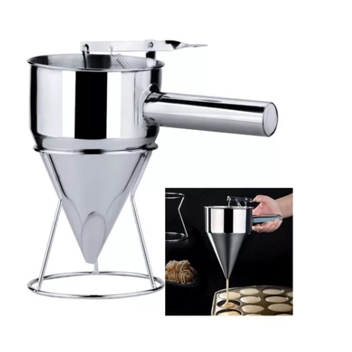 GENERICO - Embudo Dispensador Multiuso Masa Panqueques Waffles 1.2 L