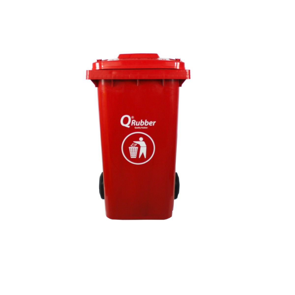 QRUBBER - Basurero Contenedor Basura 240 lts Rojo QRubber