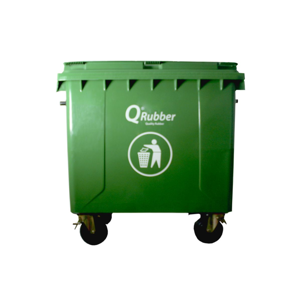 QRUBBER - Contenedor de Basura 660 lts verde QRubber