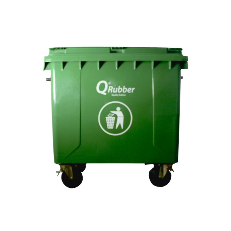 QRUBBER - Contenedor de Basura 660 lts verde QRubber