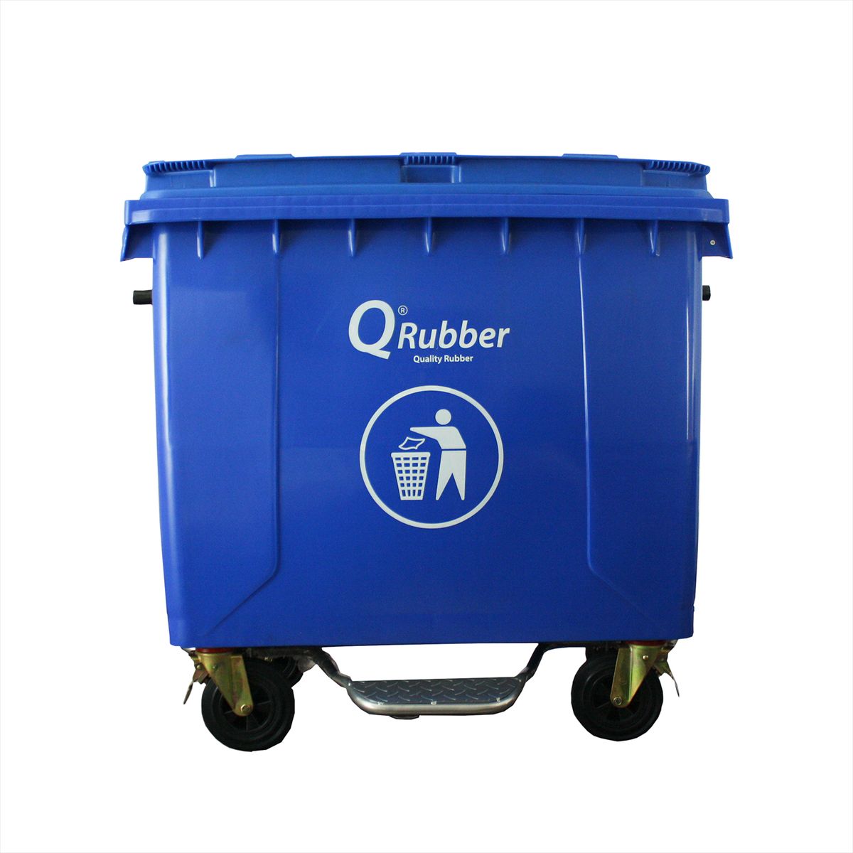 QRUBBER - Contenedor de Basura 660 lts. con pedal azul QRubber