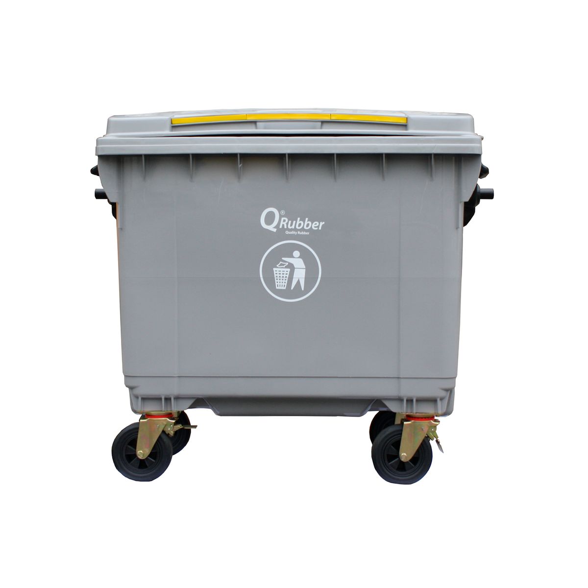 QRUBBER - Basurero Contenedor Basura 660 lts gris QRubber