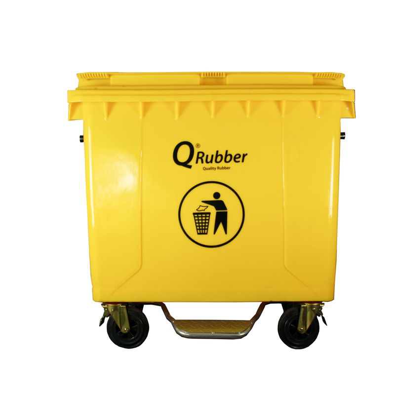 QRUBBER - Basurero Contenedor Basura 660 lts amarillo pedal QRubber